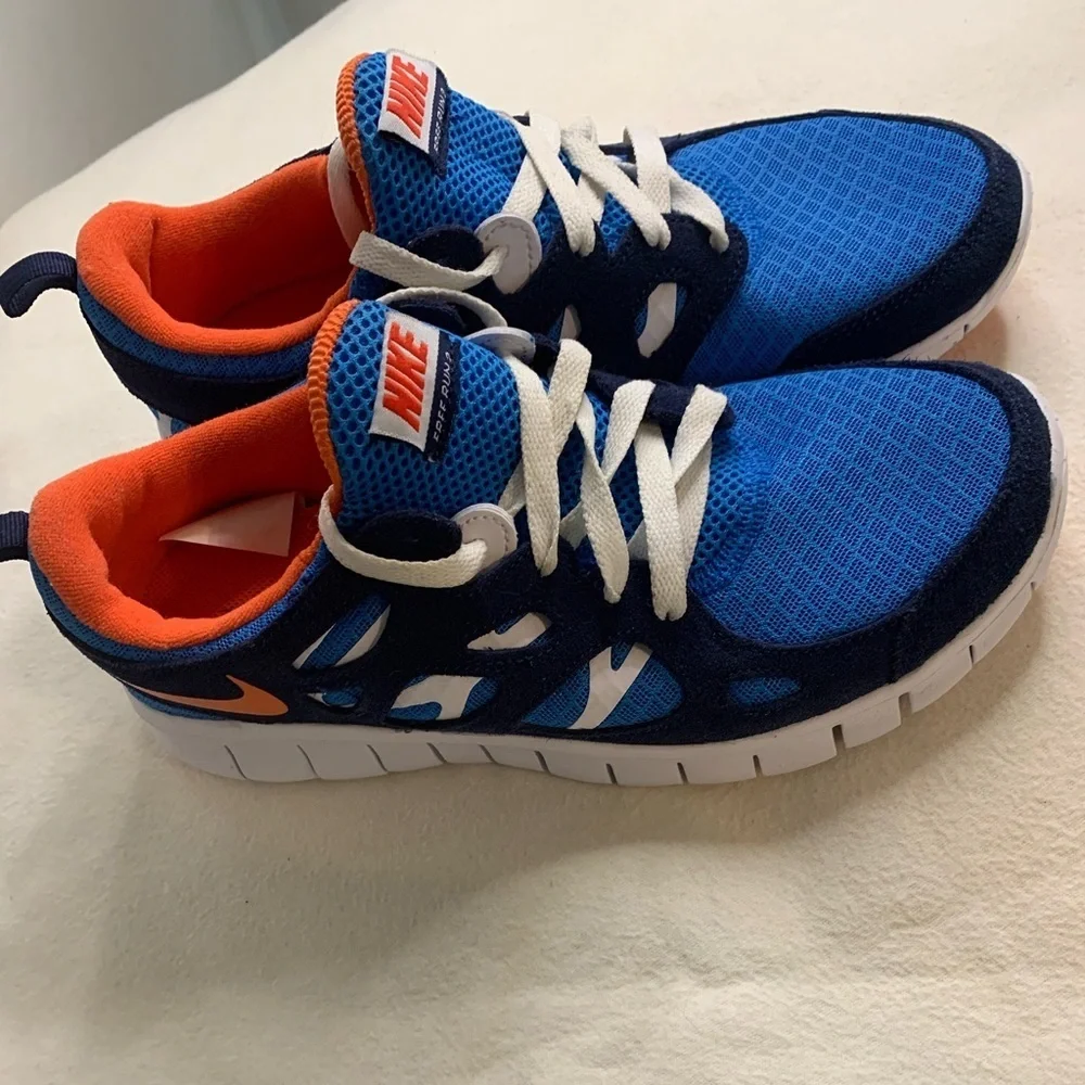 Nike Youth Free Run 2 GS Size 7Y Running Shoes Blue Orange White DD0163-403